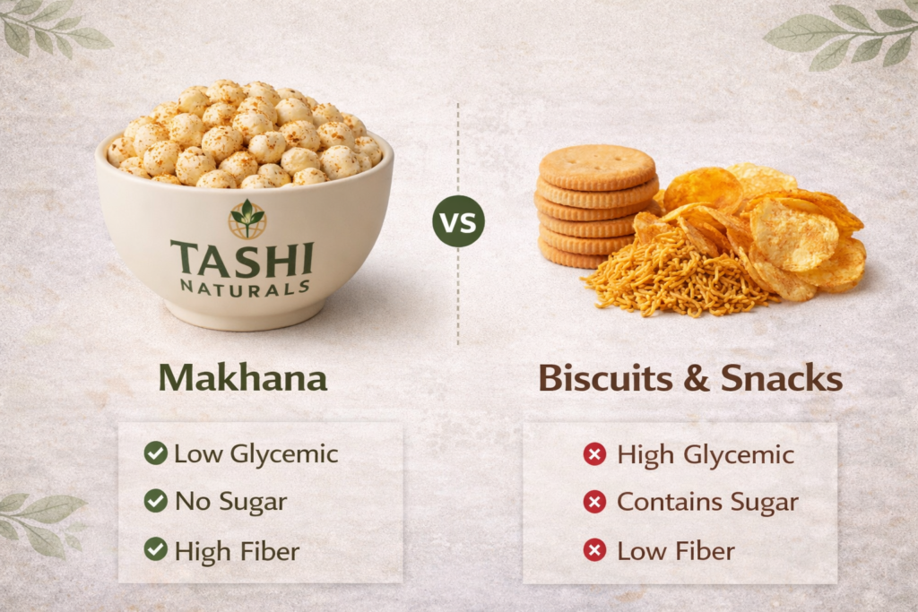 tashi naturals makhana vs biscuitssnacks